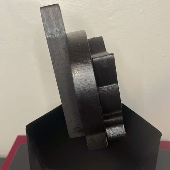 Hand Painted Wooden Crouching Black Cat Vintage 1990s Shelf Sitter Signed - Picture 4 of 5